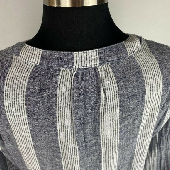 Old Navy Women's Linen Blend Striped Split Neck Top - Picture 7 of 12